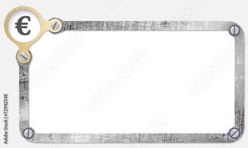 metal frame for text with screws and euro symbol