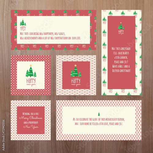 Set of Christmas and New Year greeting cards