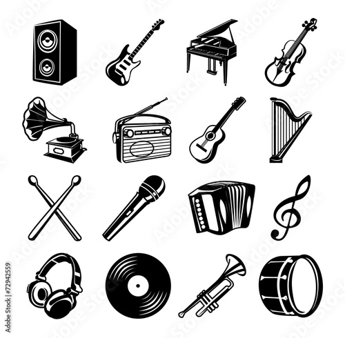 Music black Icons set