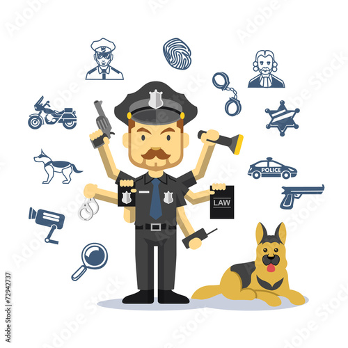 Vector crime and police man