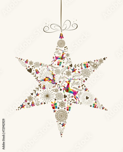 Vintage Christmas star bauble greeting card