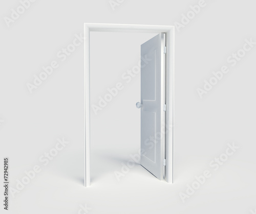 Open White Door on White background