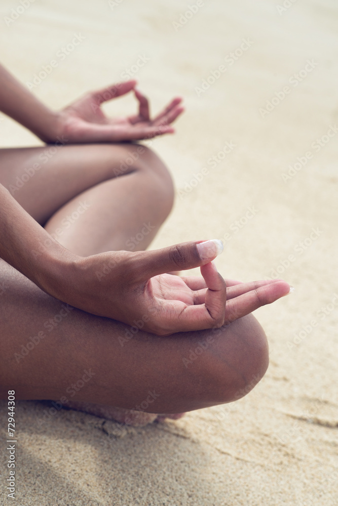 Hand Gesture of Woman Doing Lotus Yoga