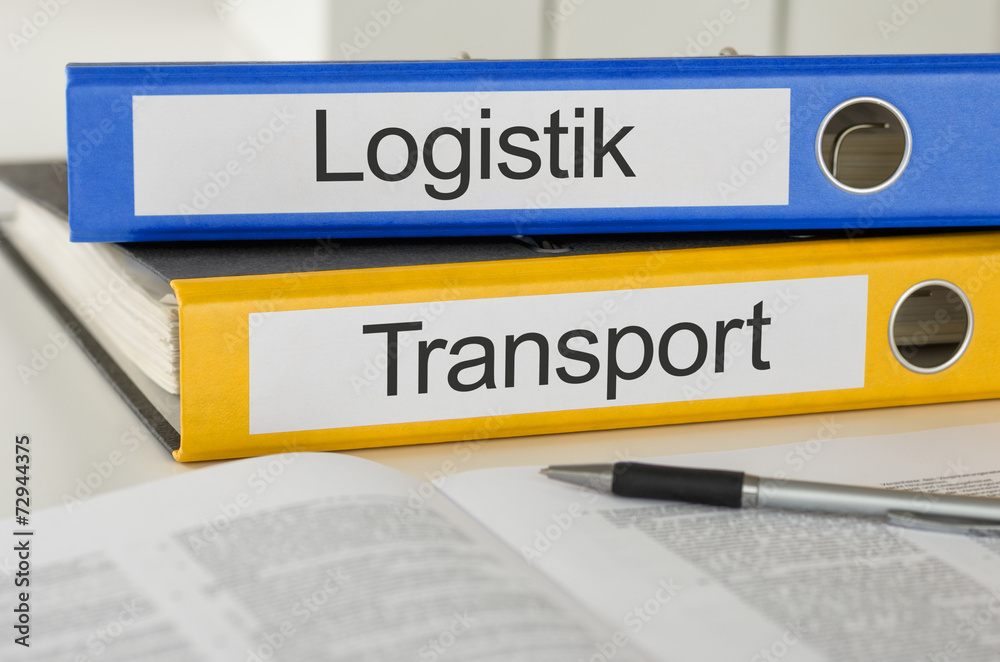 Aktenordner mit der Beschriftung Logistik und Transport Aktenordner mit der Beschriftung Logistik und Transport