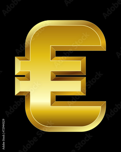 rectangular beveled golden font, euro currency symbol