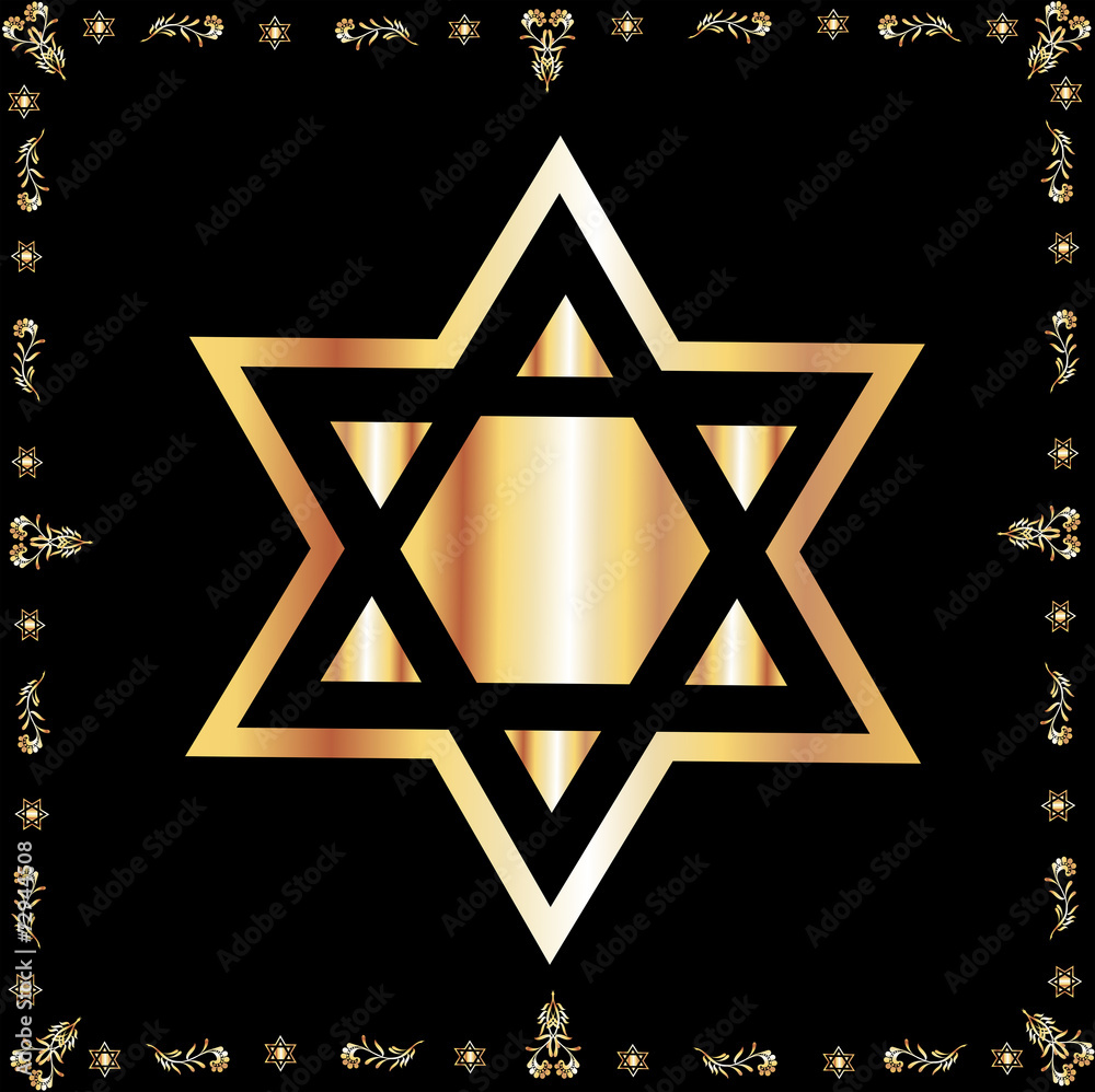 Star of David Made of Gold Over Black Star of David Made of Gold Over Black
