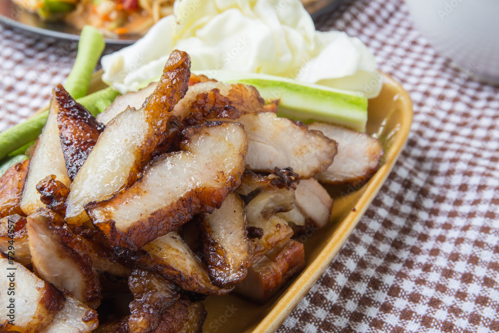 charcoal-boiled pork neck,Grill pork (Thai style food) charcoal-boiled pork neck,Grill pork (Thai style food)