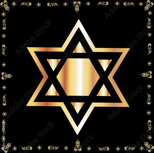 Star of David Made of Gold Over Black