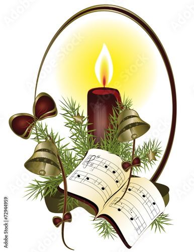Weihnachtliches Gesteck mit Kerze