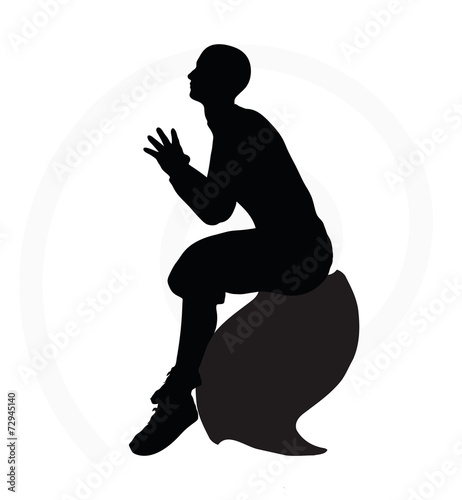 silhouette of two senior climber sitting on a rock