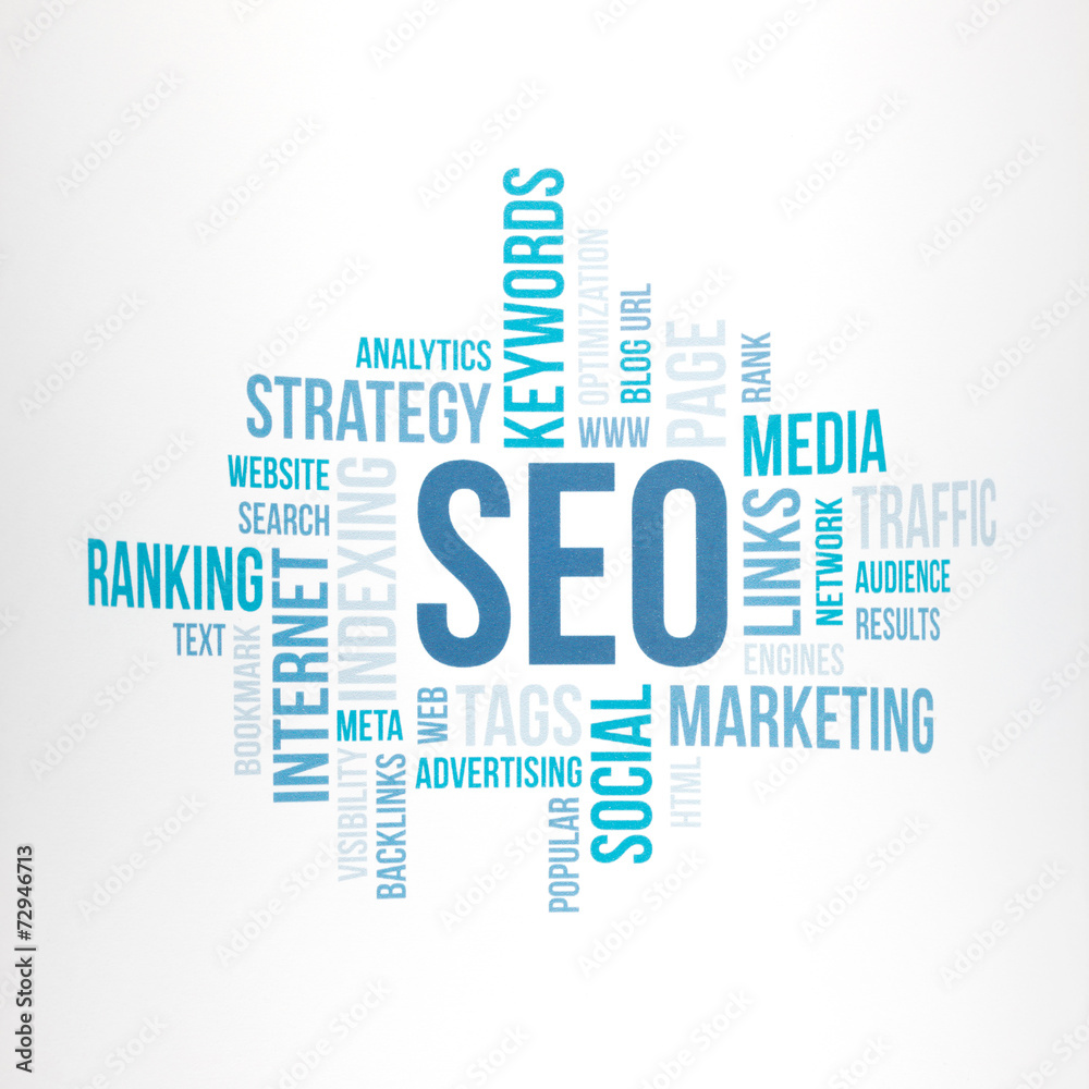 Obraz premium Seo business concept cloud chart print document.