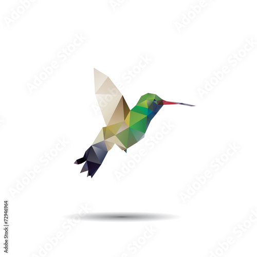 hummingbird origami (geometric style). colibri illustration of a