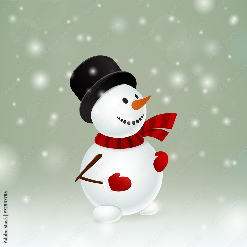 Snowman with red mittens