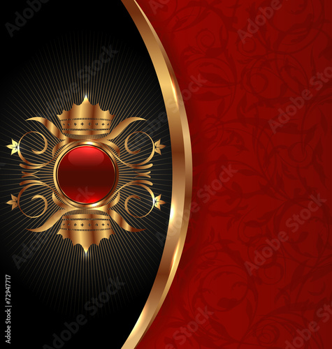 Gold invitation frame with heraldic crown