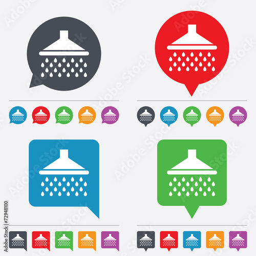Shower sign icon. Douche with water drops symbol