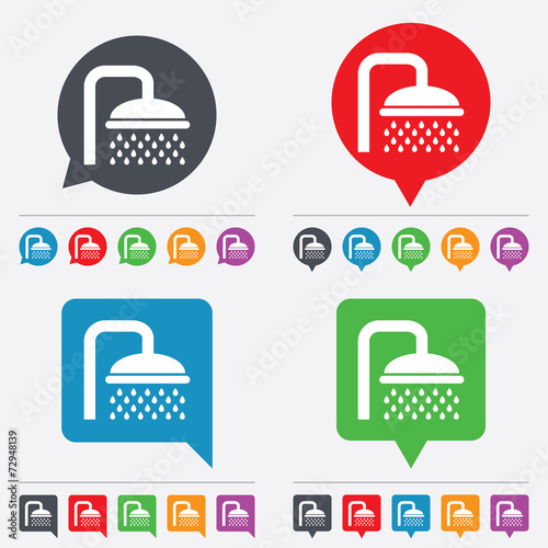 Shower sign icon. Douche with water drops symbol