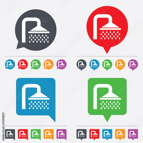 Shower sign icon. Douche with water drops symbol