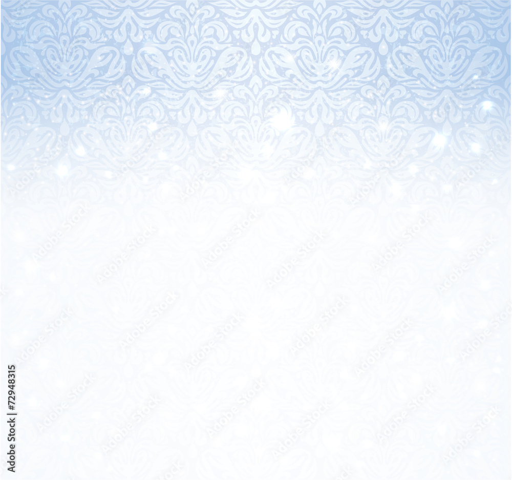 Shiny blue winter vintage christmas card background 
