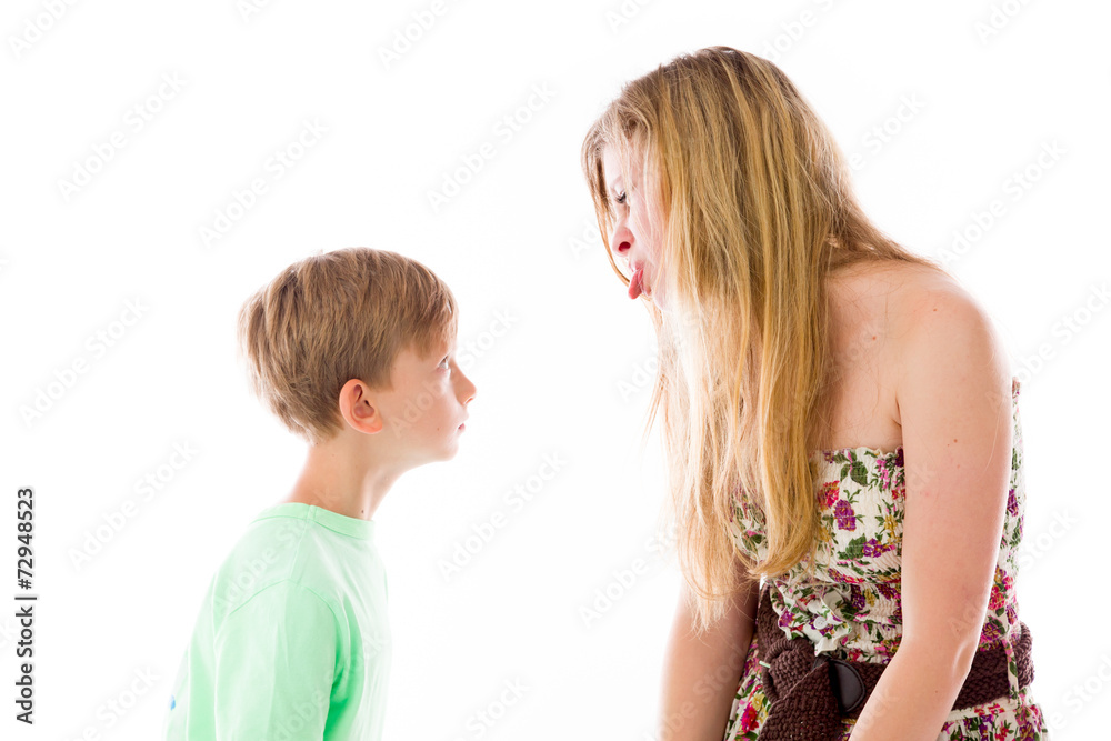 brother and sister isolated on white background brother and sister isolated on white background