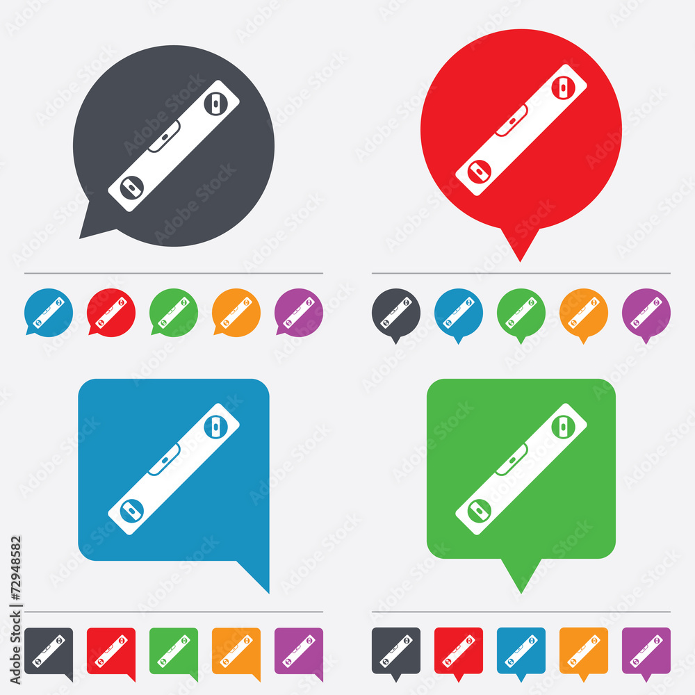 Bubble level sign icon. Spirit tool symbol. Bubble level sign icon. Spirit tool symbol.