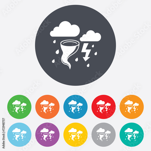 Storm bad weather sign icon. Gale hurricane.