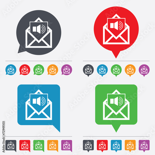 Voice mail icon. Speaker symbol. Audio message.