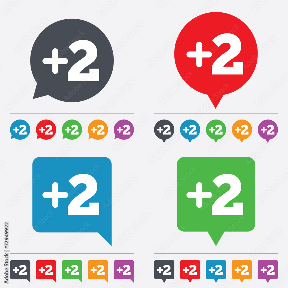 Obraz premium Plus two sign. Add two symbol.