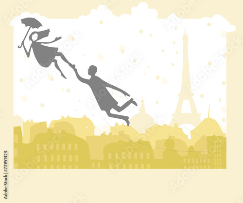 Flying over the roofs of Paris