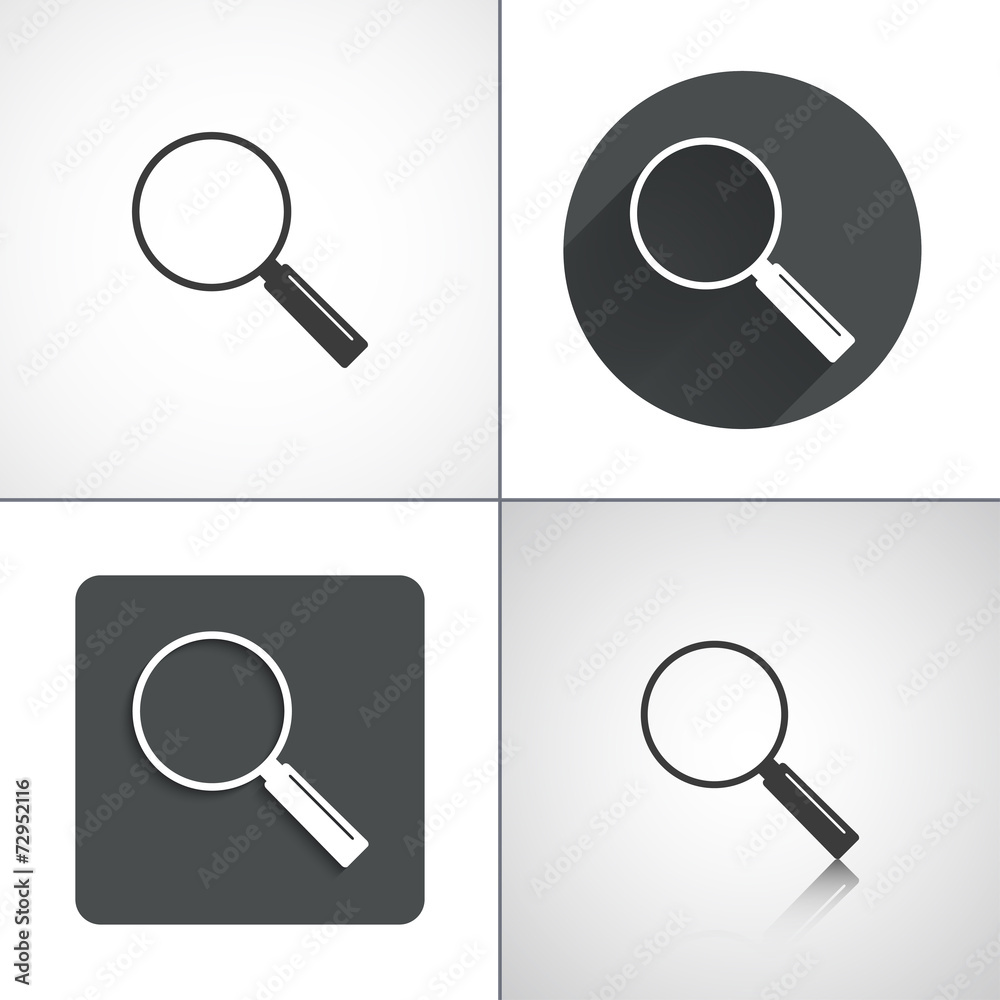 Magnifier icons. Set elements for design. Vector illustration. Magnifier icons. Set elements for design. Vector illustration.