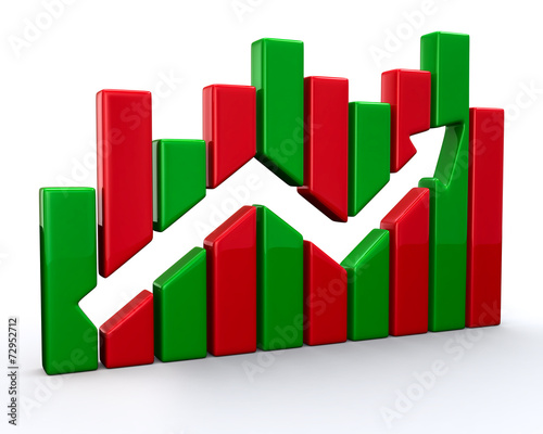 Red and green business graph