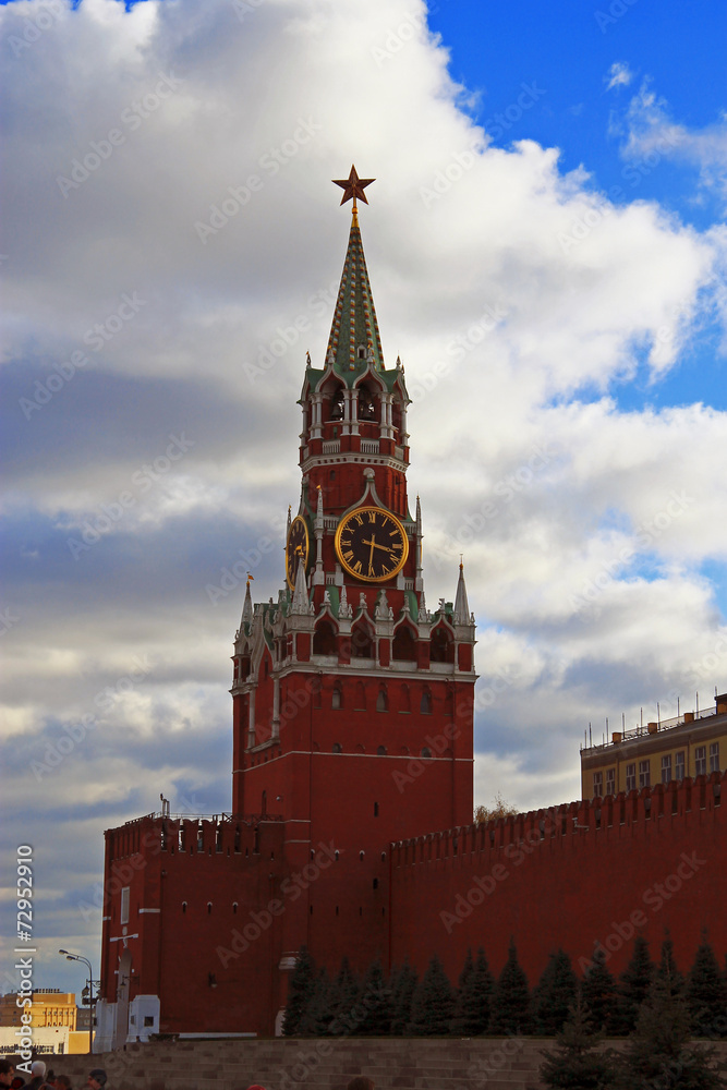 Spasskaya clock tower in the Kremlin Red Square Moscow Spasskaya clock tower in the Kremlin Red Square Moscow