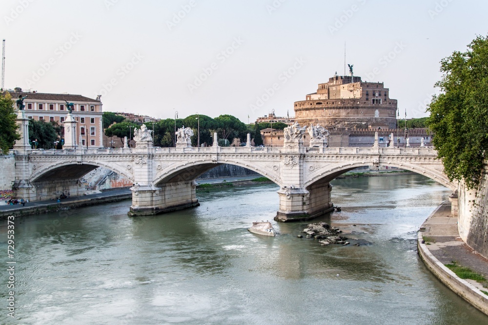 Bridge Ponte Vittorio Emanuele II over Tiber river