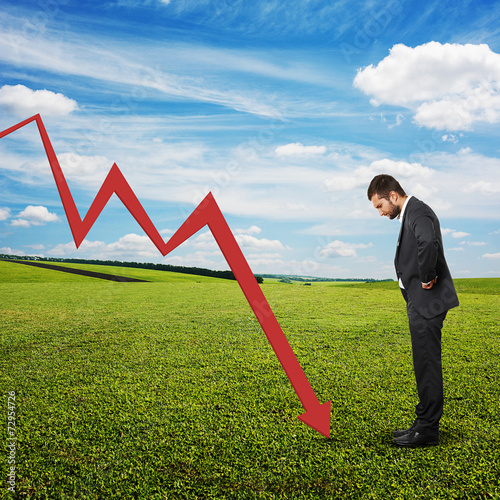 Εκτύπωση καμβά displeased man looking at re graph
