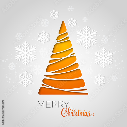 Merry Christmas tree greeting card. Paper design