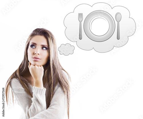 Ragazza pensierosa piatto