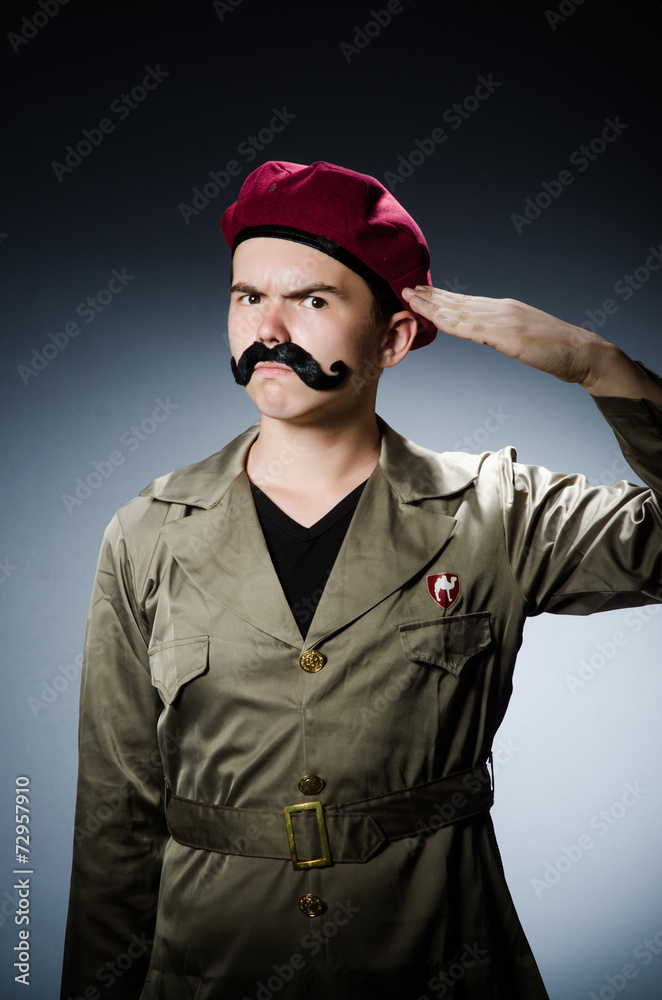 Funny soldier in military concept Funny soldier in military concept