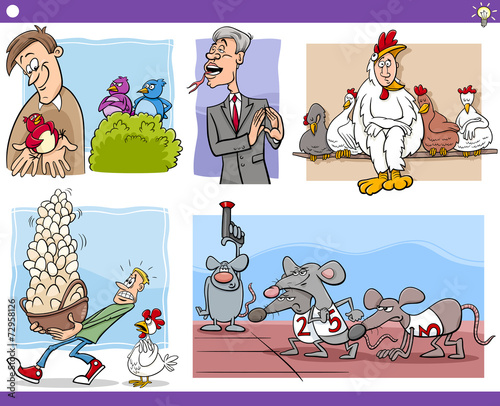 cartoon concepts and sayings set