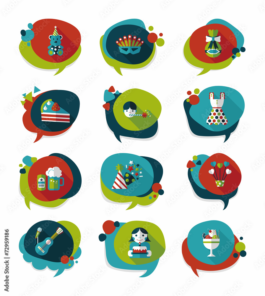 Birthday bubble speech banner design flat background set, eps10 Birthday bubble speech banner design flat background set, eps10