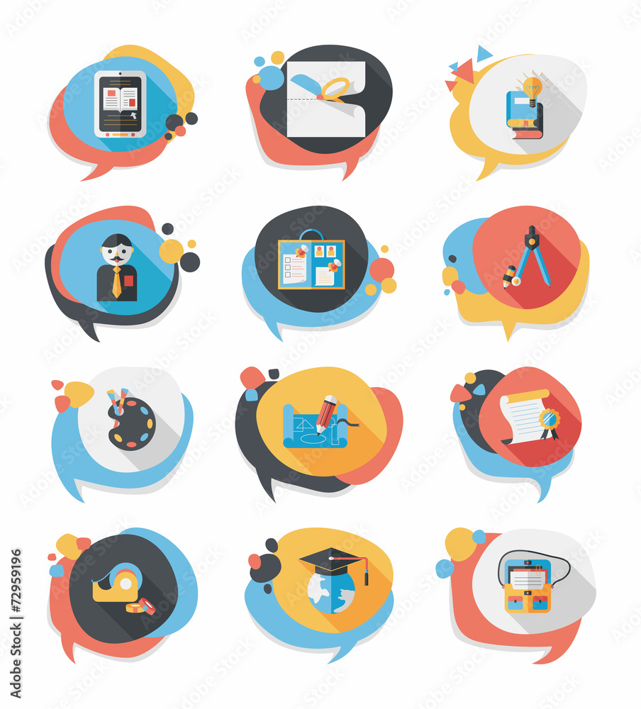 School bubble speech banner design flat background set, eps10 School bubble speech banner design flat background set, eps10