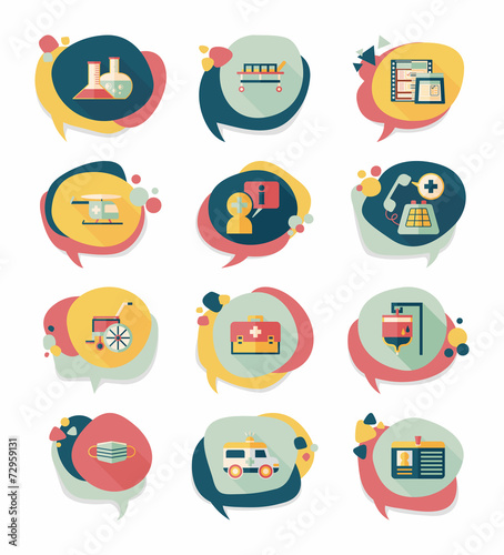 hospital bubble speech banner design flat background set, eps10