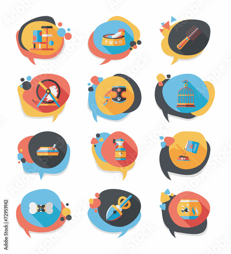 Pet bubble speech flat banner design background set, eps10