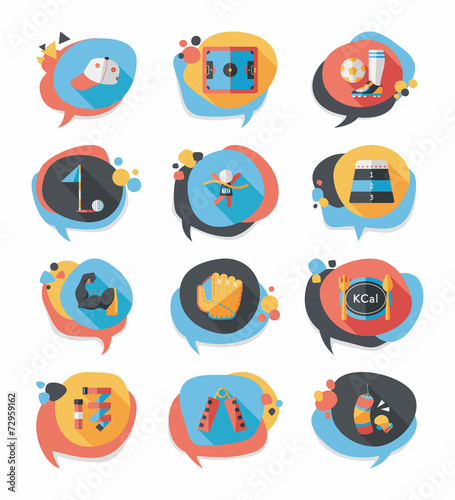 Sport speech bubble flat banner design background set, eps10