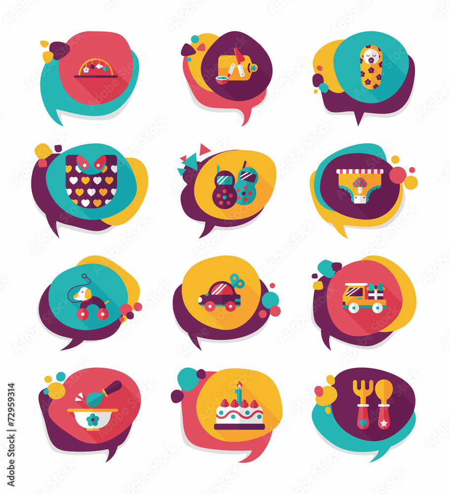 baby bubble speech banner design flat background set, eps10 baby bubble speech banner design flat background set, eps10