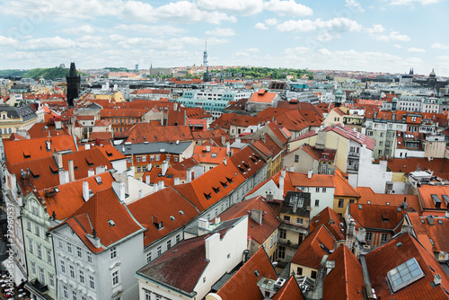 View of Prague on bright summer day