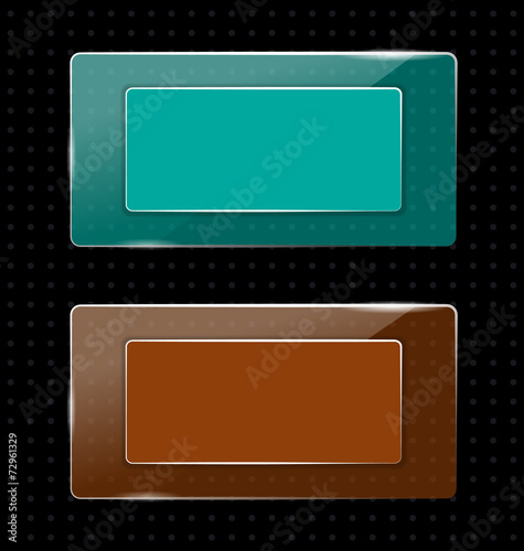 Two glassy multicolored transparent frames on black background i