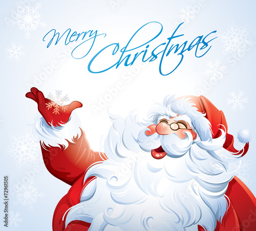 Santa Claus grabbing a snowflake