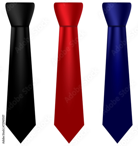 Three multicolored silk ties isolated on white background