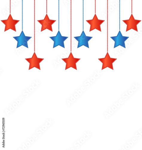 Eleven red and blue stars in US national colors