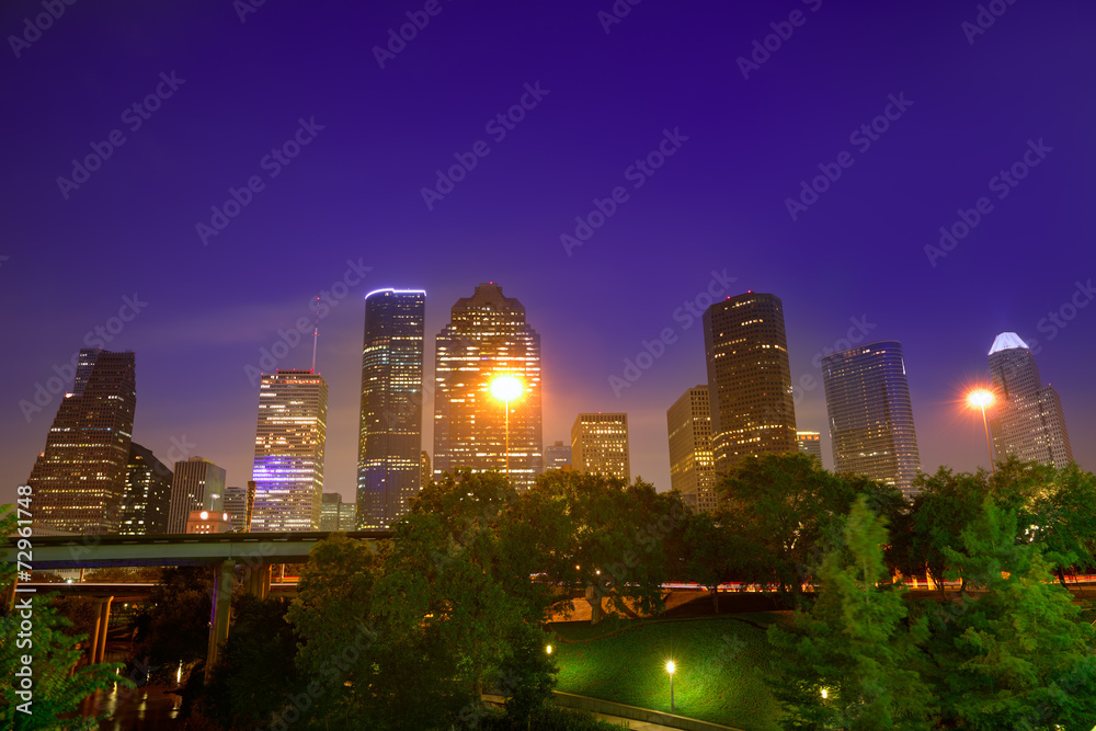 Fototapeta premium Houston skyline west view sunset Texas US