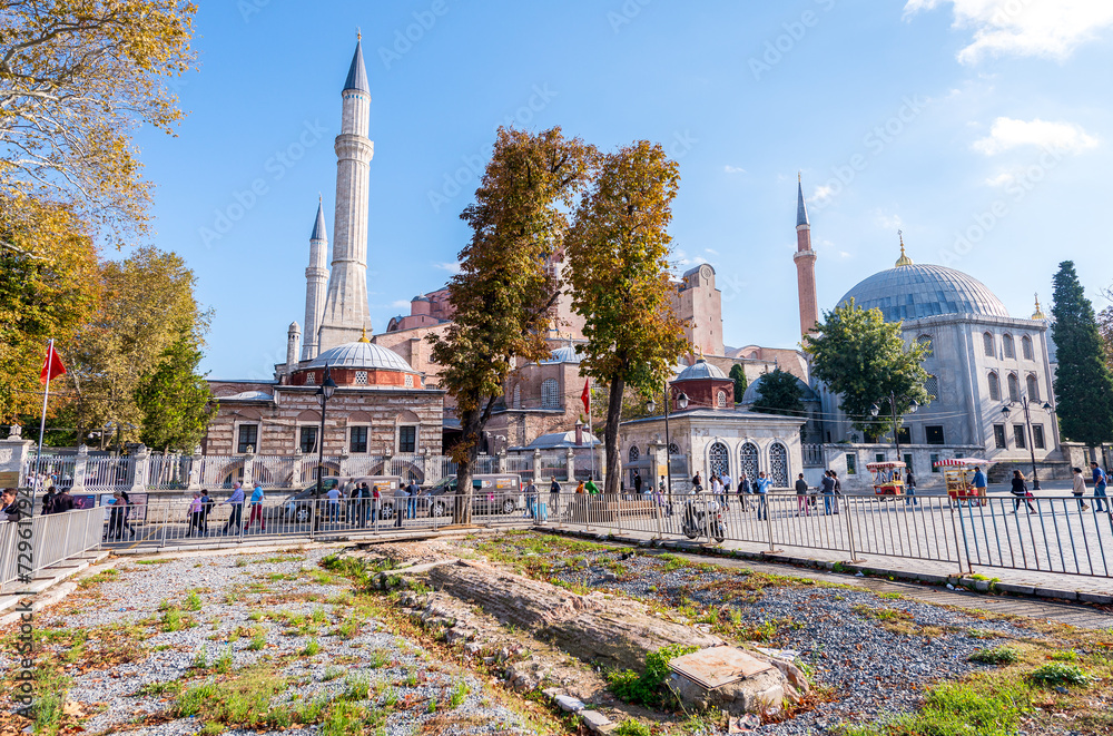 ISTANBUL, TURKEY - SEPTEMBER 14, 2014: Tourists walk in Sultanah